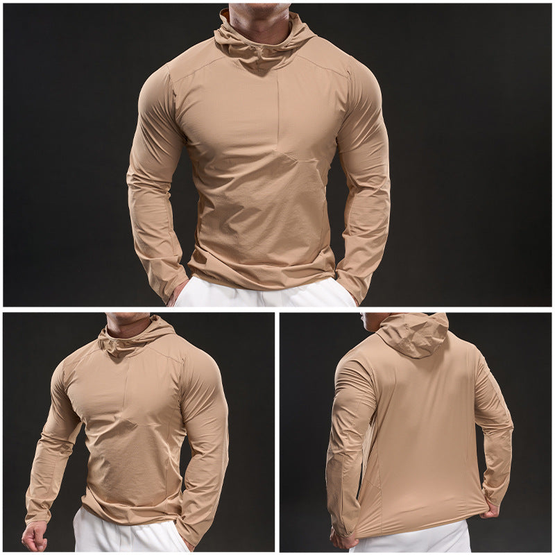 Men's breathable training top with hood and zip pocket Lisslune