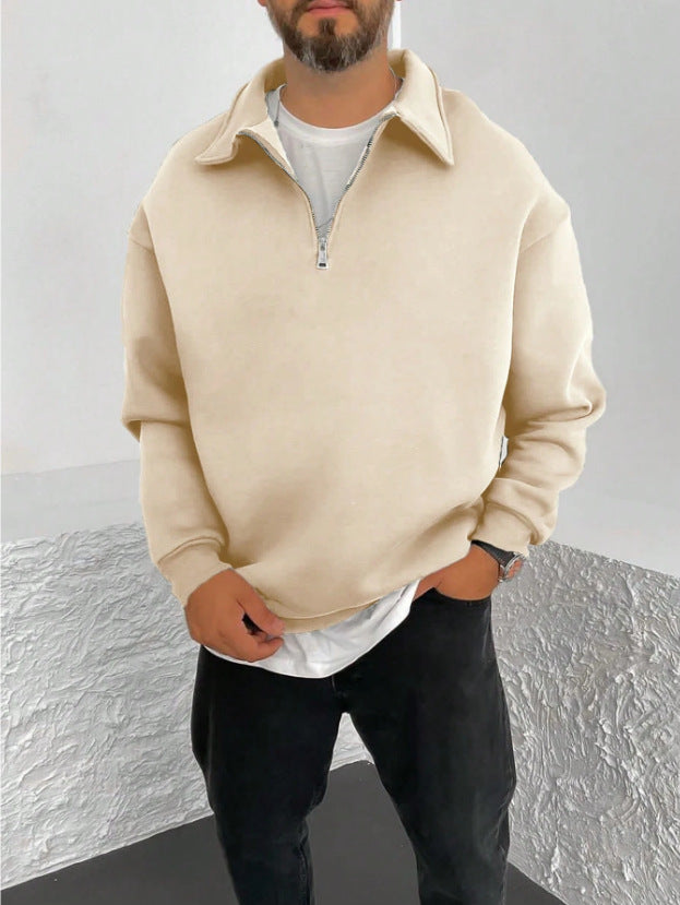Men's modern sweat sweater with stand-up collar and half zipper Lisslune