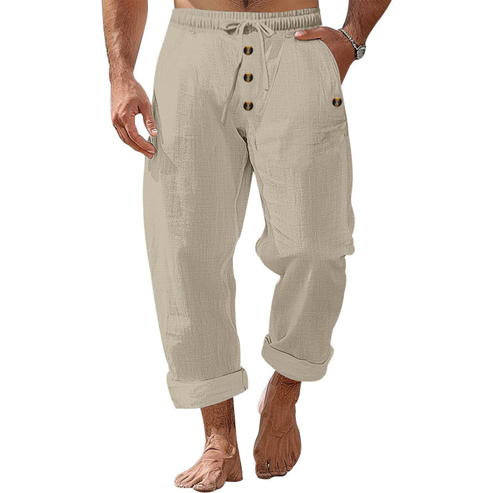 Men's casual linen pants with elastic waistband and practical pockets Lisslune
