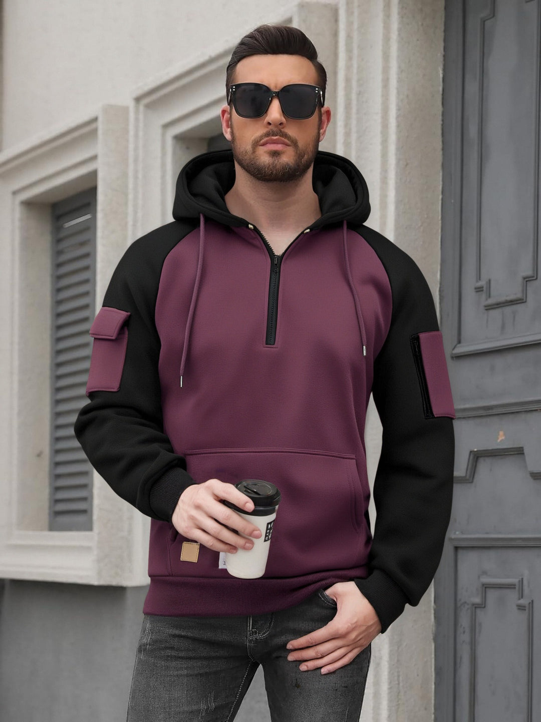 Men's Fashion Hoodie with Practical Zipper Details and Sporty Cut Lisslune