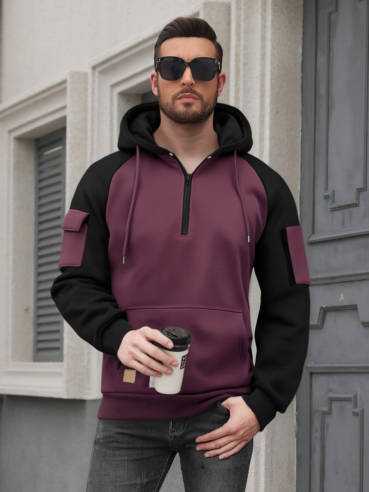 Men's Fashion Hoodie with Practical Zipper Details and Sporty Cut Lisslune