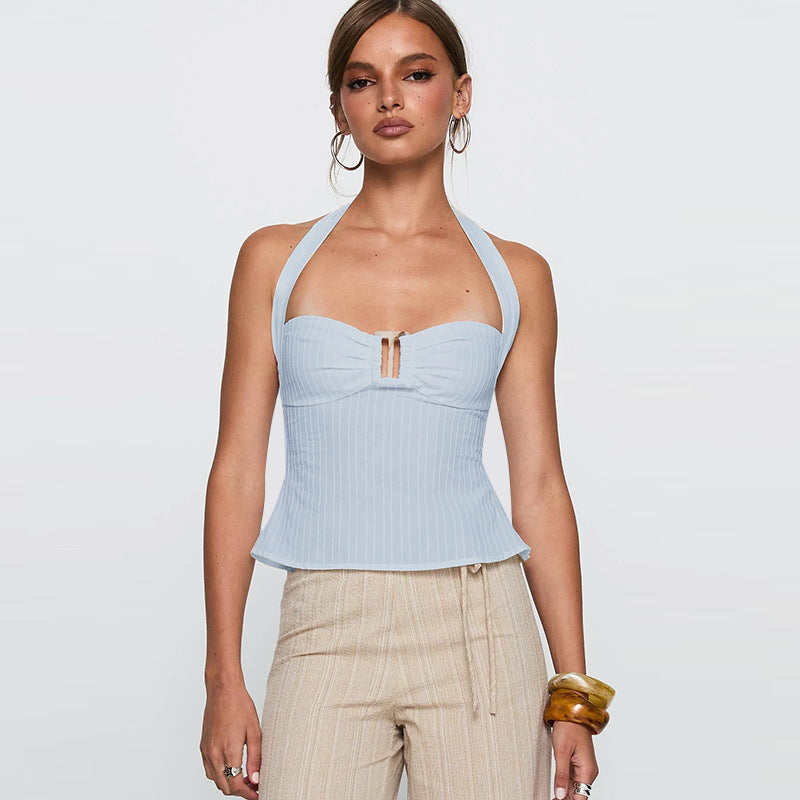 Women's halter top with tailored fit and delicate ribbed elements Lune London