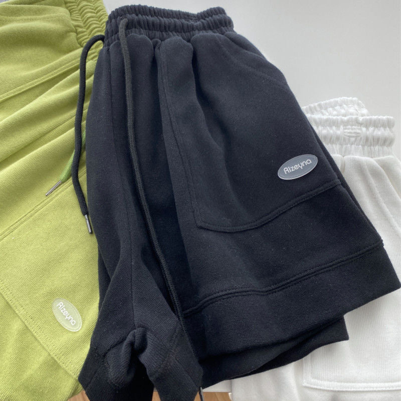 Women's casual jogging shorts with elastic waistband and practical side pockets