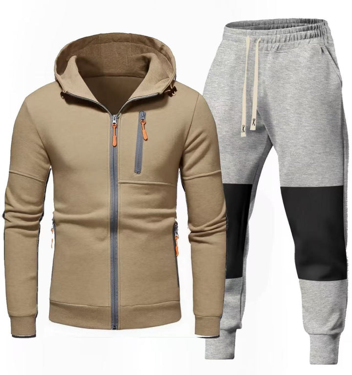 Men's Sports Hoodie and Jogging Pants Set with Functional Zipper Pockets Lisslune
