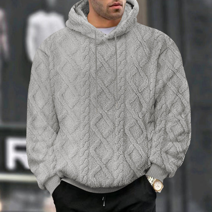 Men's Fleece Hoodie with Textured Design Lisslune
