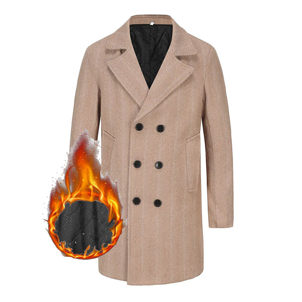 Men's elegant double-breasted coat in herringbone pattern Lisslune
