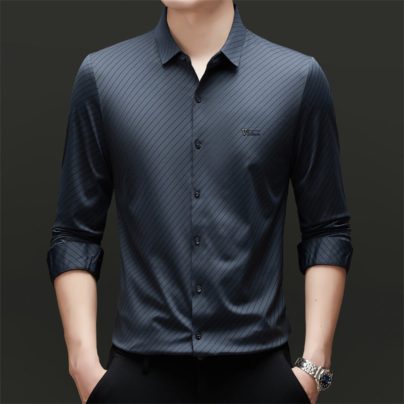 Men's finely striped long-sleeve shirt with modern cut Lisslune