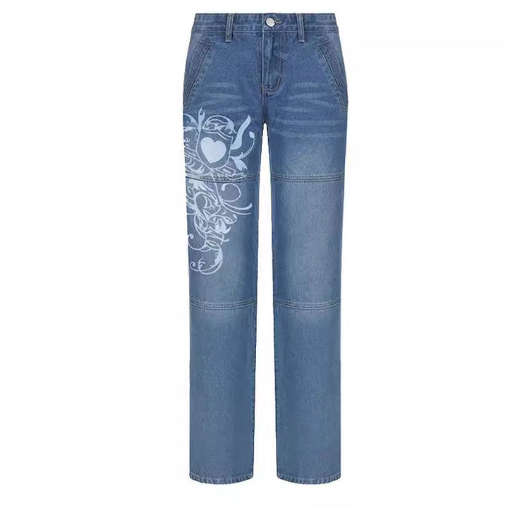 Damen weite Jeans mit einzigartigem grafischen Design Lisslune