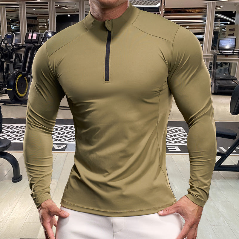 Men's functional shirt with high collar and short zipper Lisslune