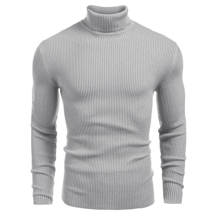 Men's High-Quality Turtleneck Sweater Made of Fine Ribbed Knit Lisslune