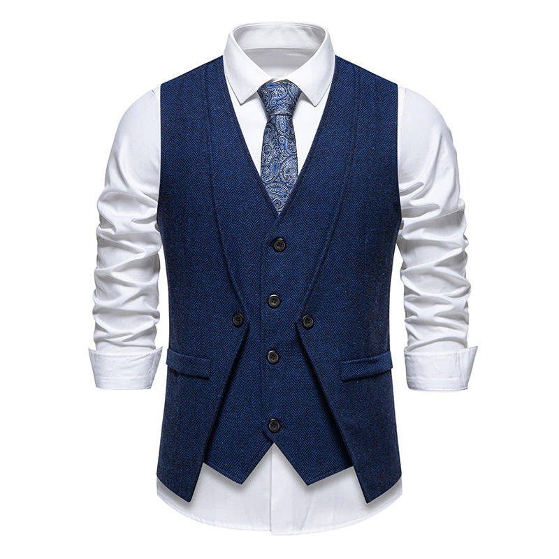 Men's suit vest in elegant herringbone design with practical pockets Lisslune