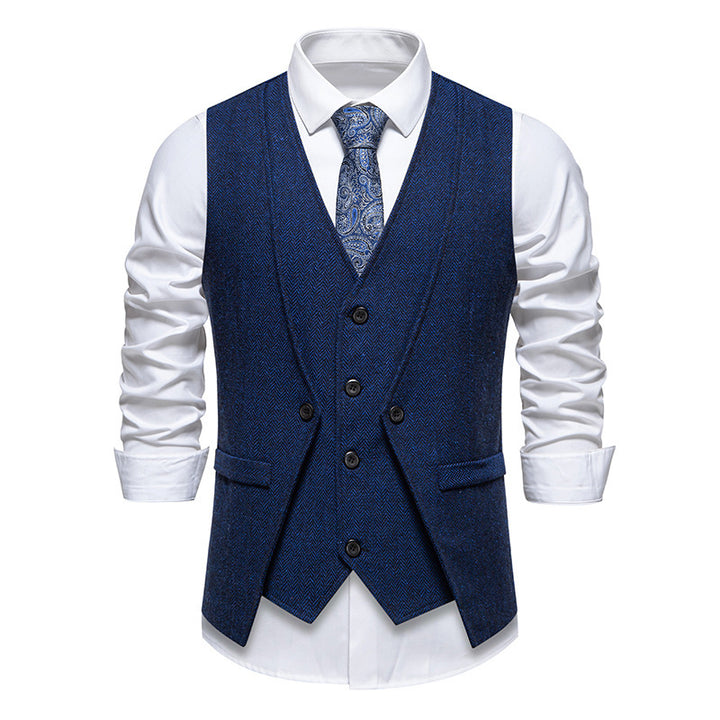 Men's suit vest in elegant herringbone design with practical pockets Lisslune