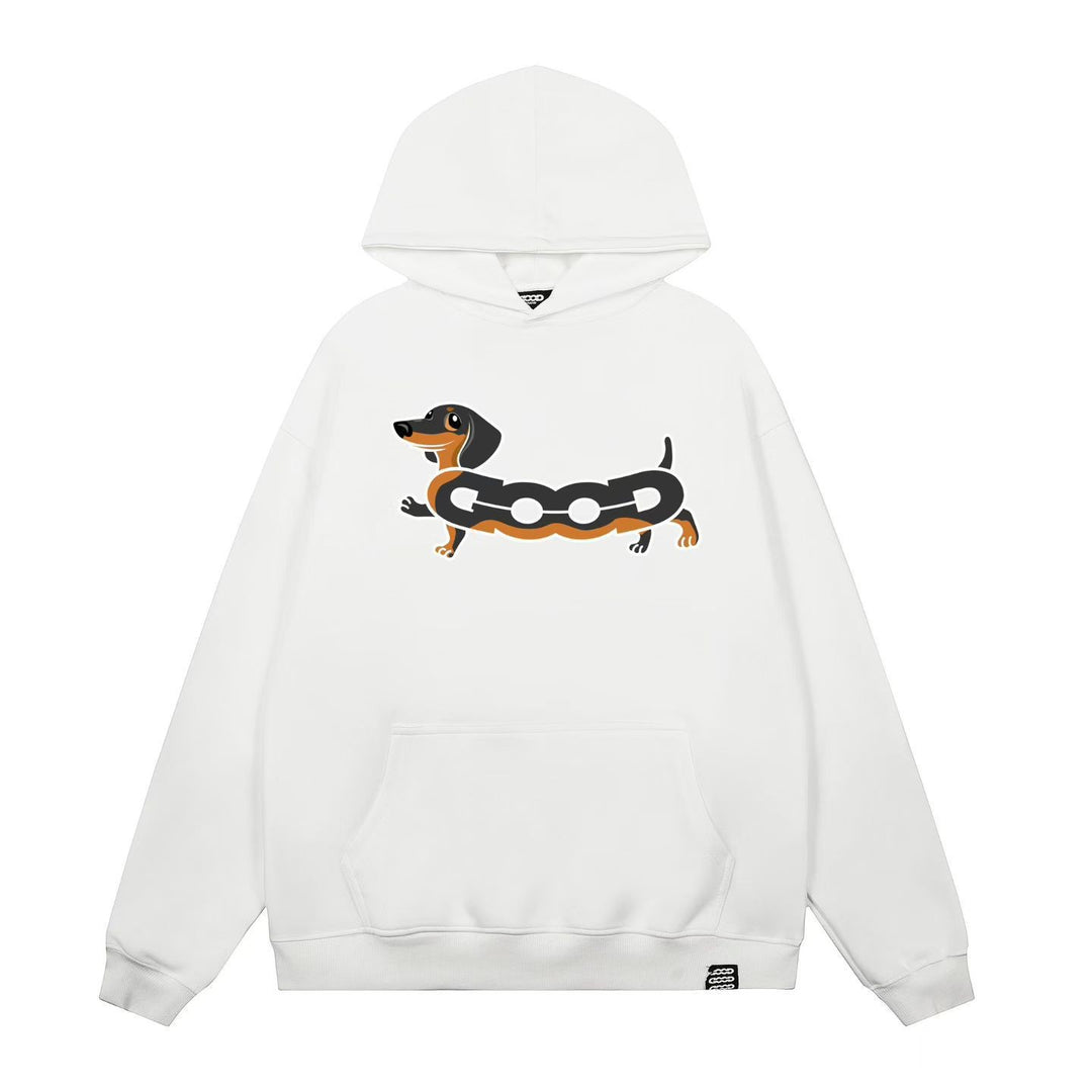 Women's hooded sweatshirt with charming dog screen print Lisslune