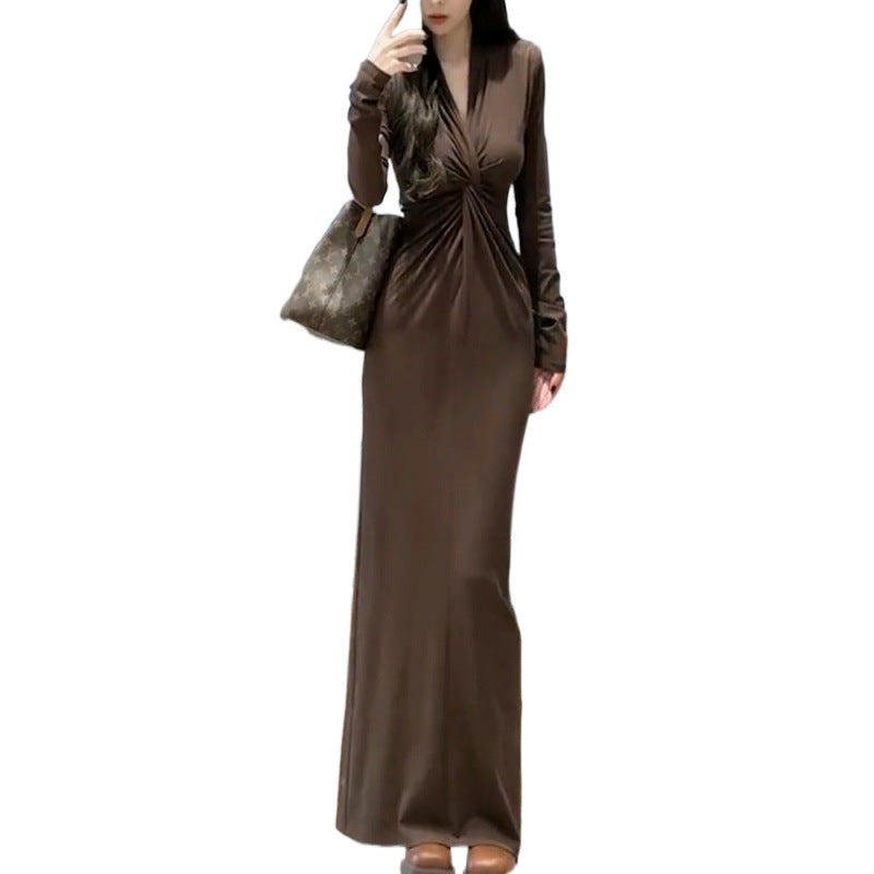 Women Elegant Wrap Dress with Deep V Neckline and Detail-Loving Pleating Lisslune