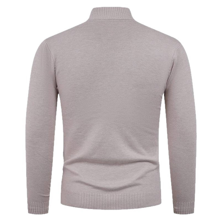 Men's knit sweater with high collar and practical zipper Lisslune