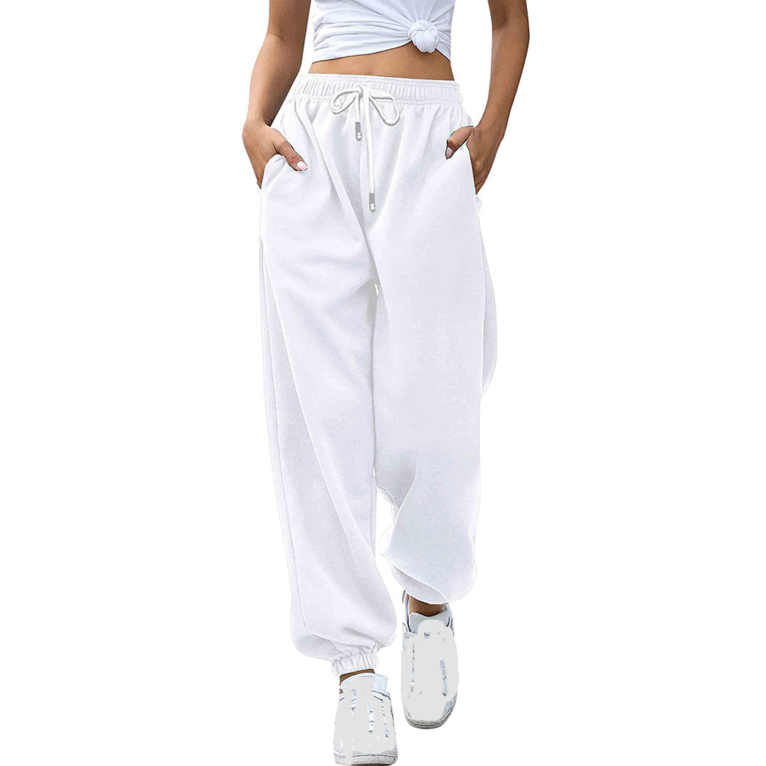 Women's casual sweatpants with high waistband and side zipper pockets Lisslune