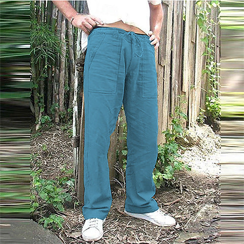 Men's casual leisure pants with practical drawstring and deep pockets Lisslune