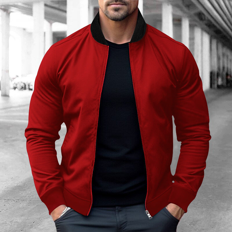 Men's sporty bomber jacket made of soft fleece with zippered pockets Lisslune
