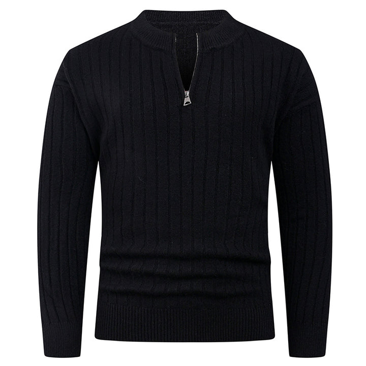 Men's knitted sweater with high collar and modern zipper Lisslune