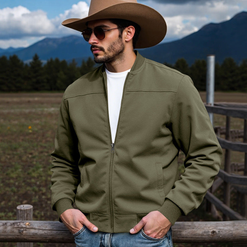 Men's stylish bomber jacket made of high-quality synthetic leather and elastic cuffs Lisslune
