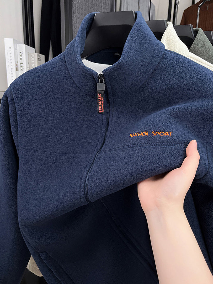Men's fleece jacket with high collar and full zip Lisslune