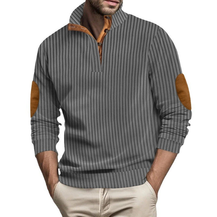 Men's quilted pullover with textured design and contrast patches Lisslune