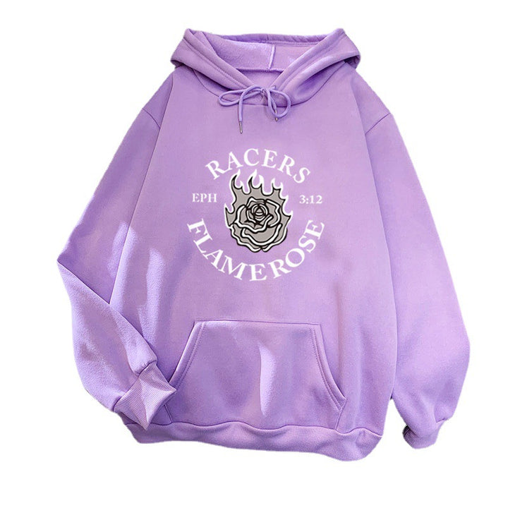 Women's hoodie with creative Flame Rose design Lisslune