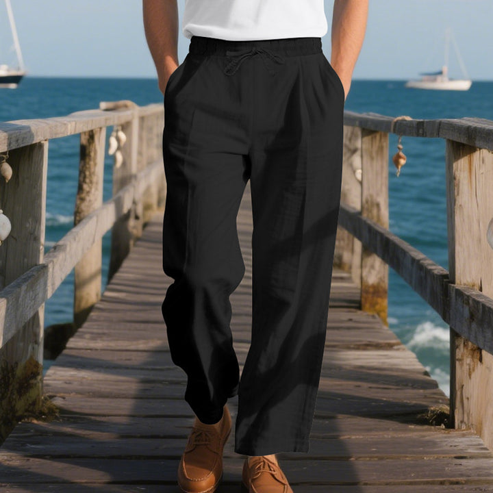 Men's comfortable beach pants with elastic waistband and adjustable drawstring Lisslune