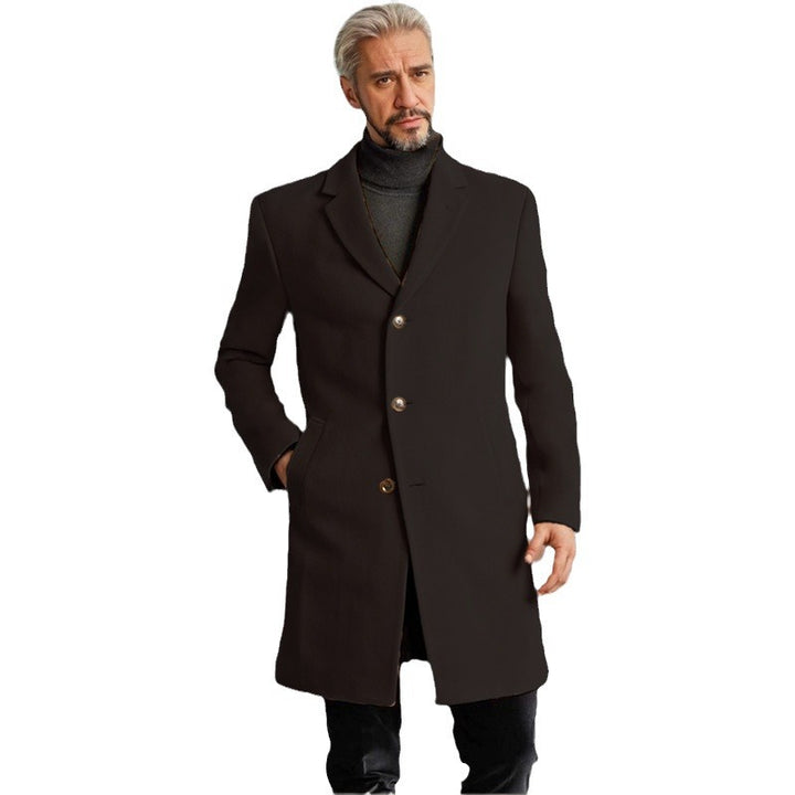 Men's Elegant Long Coat with Fashionable Buttons and High-Quality Fabric Lisslune