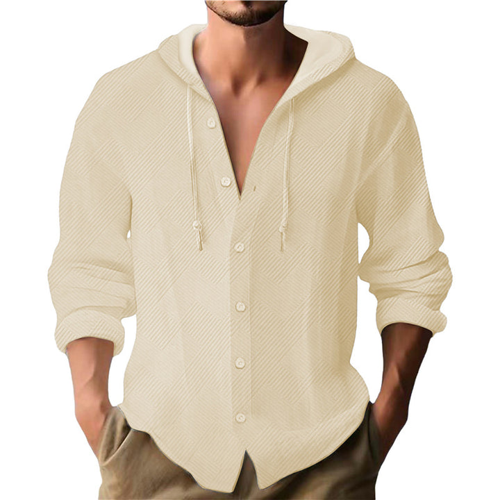Men's Hooded Blouse with Textured Design Lisslune