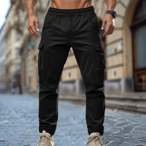 Men's cargo pants with elastic waistband and practical pockets Lisslune