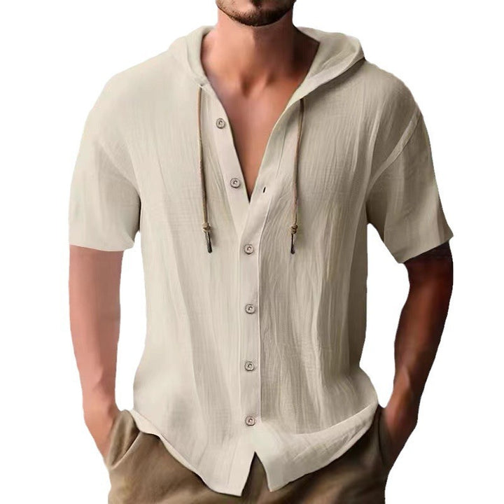 Men's casual short-sleeve shirt with hood Lisslune