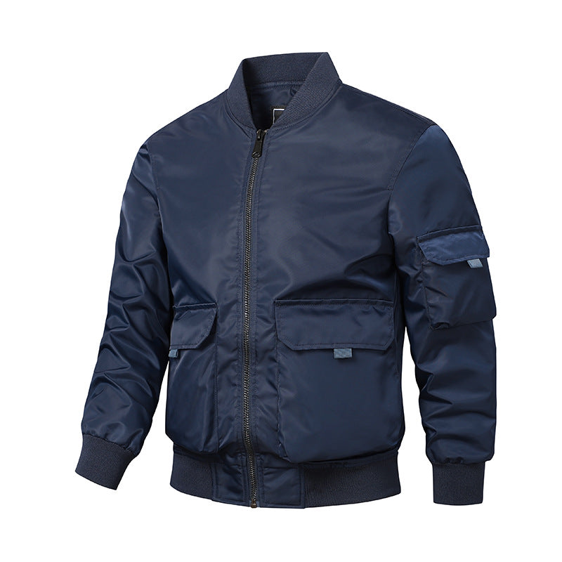 Men's fashionable bomber jacket with area installation and practical pockets Lisslune