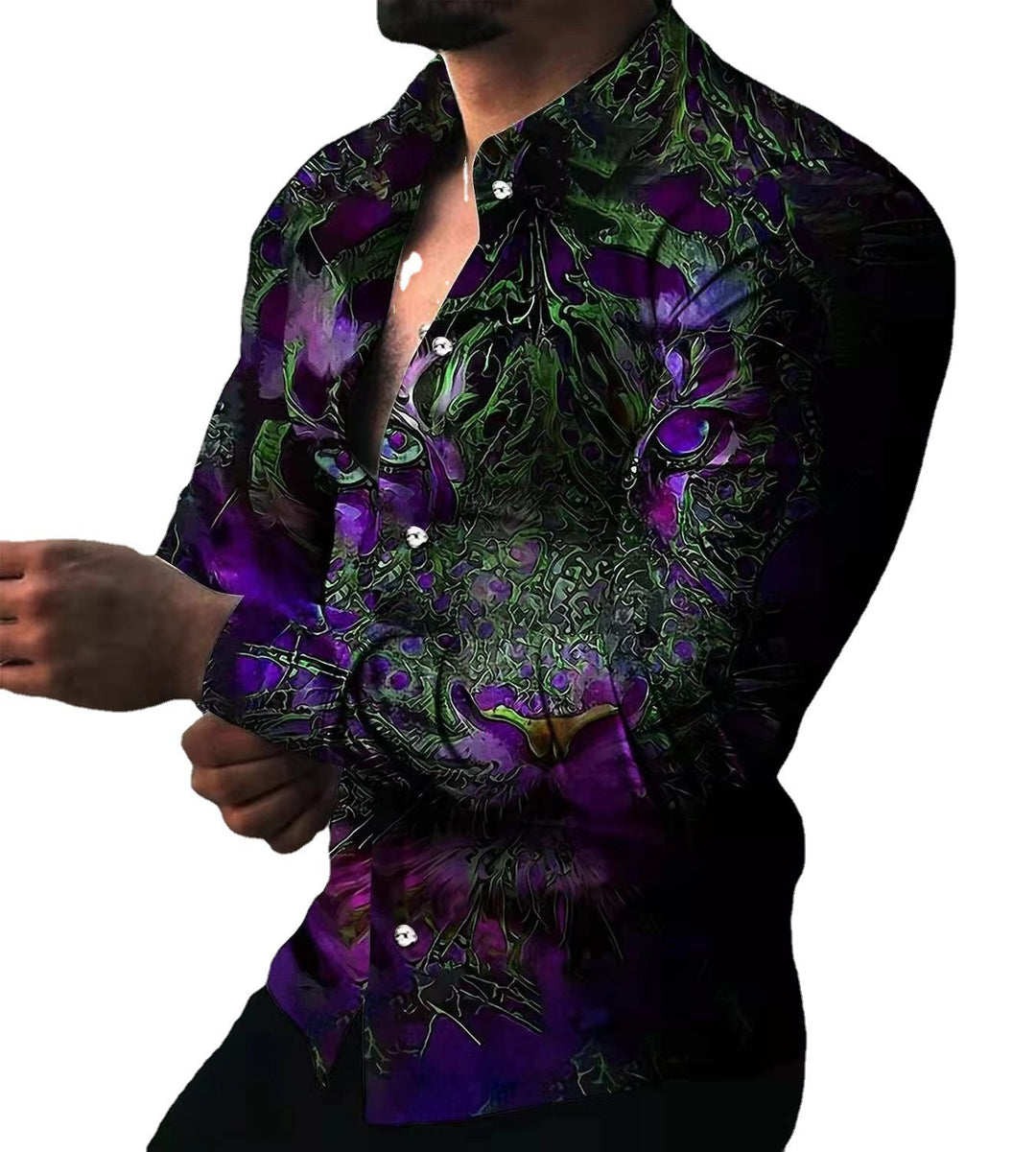 Men's long-sleeve shirt with extravagant motifs and fashionable fit Lisslune