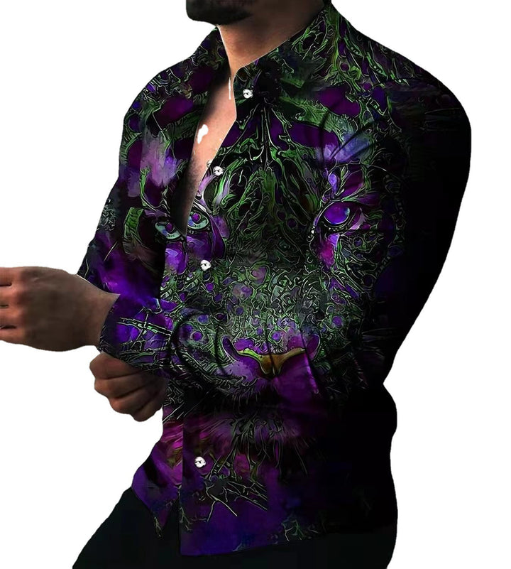 Men's long-sleeve shirt with extravagant motifs and fashionable fit Lisslune