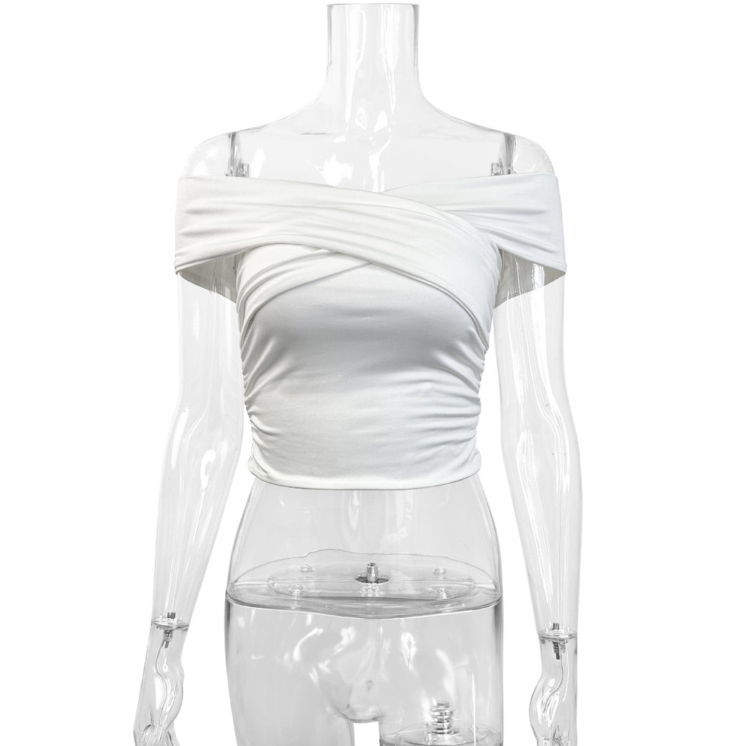 Damen schulterfreies Oberteil mit eleganter Drapierung Lisslune
