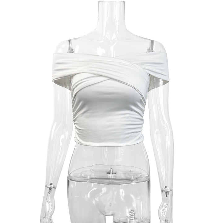 Damen schulterfreies Oberteil mit eleganter Drapierung Lisslune