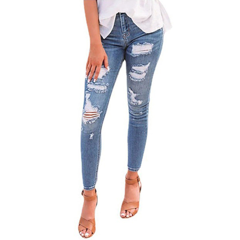 Damen Skinny Jeans mit modischen Destroyed-Effekten Lisslune