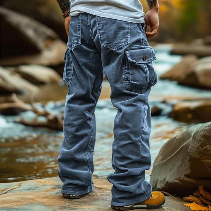 Men's practical cargo jeans with many pockets Lisslune