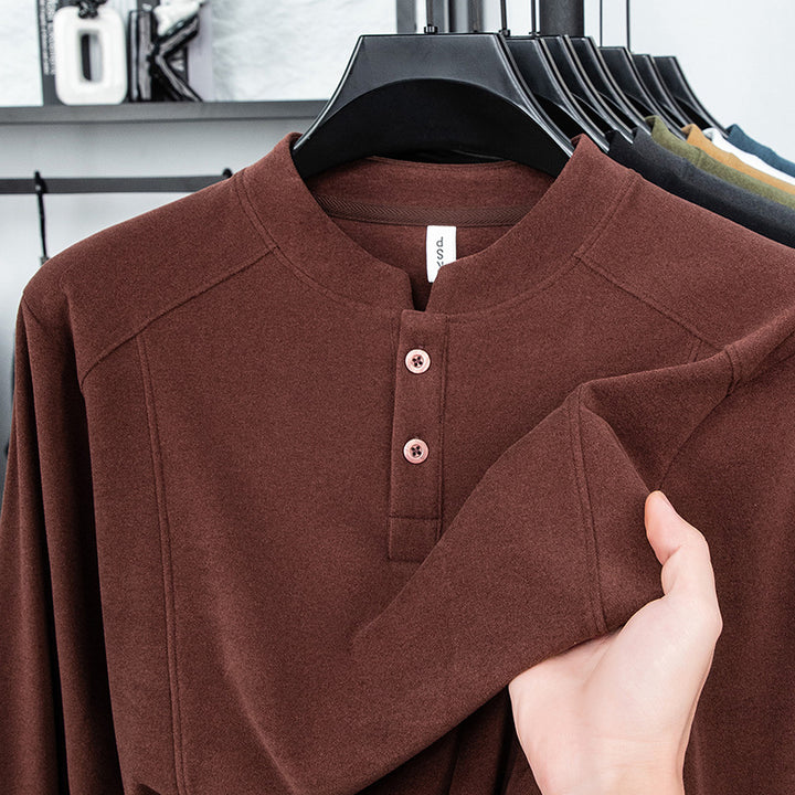 Men's long-sleeve shirt with button placket and comfortable fit Lisslune