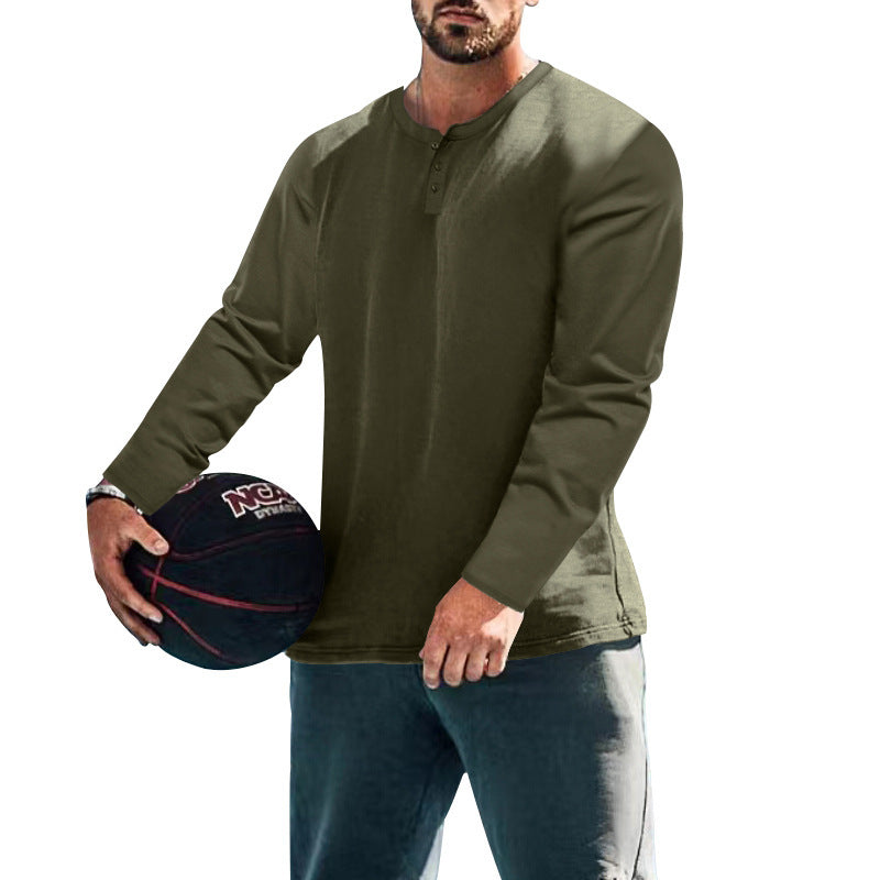 Men's long-sleeve sports top with button placket and breathable properties Lisslune
