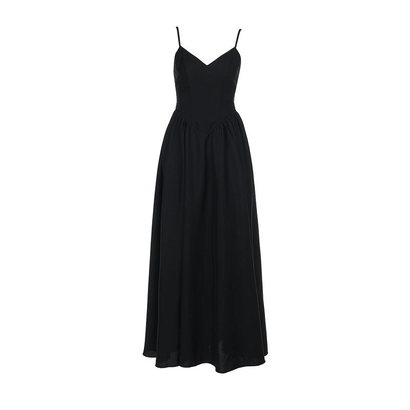 Ladies Elegant Long Maxi Dress with Slim Spaghetti Straps and Flowing Skirt Lune London