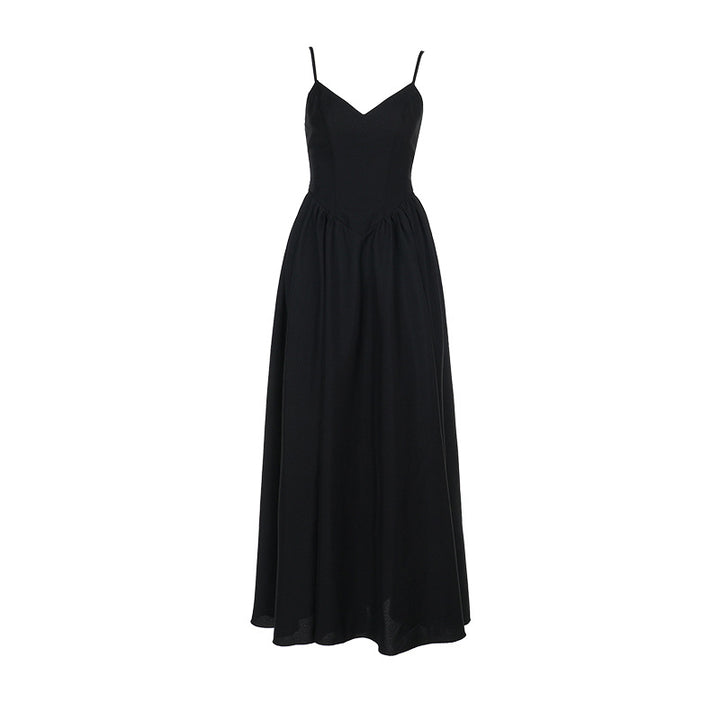 Ladies Elegant Long Maxi Dress with Slim Spaghetti Straps and Flowing Skirt Lune London