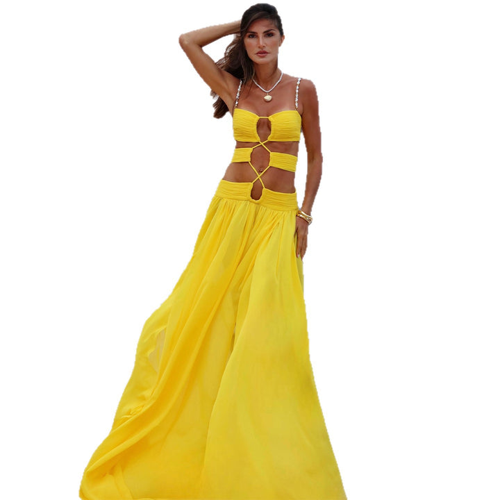 Women's maxi dress with unique cut-out design