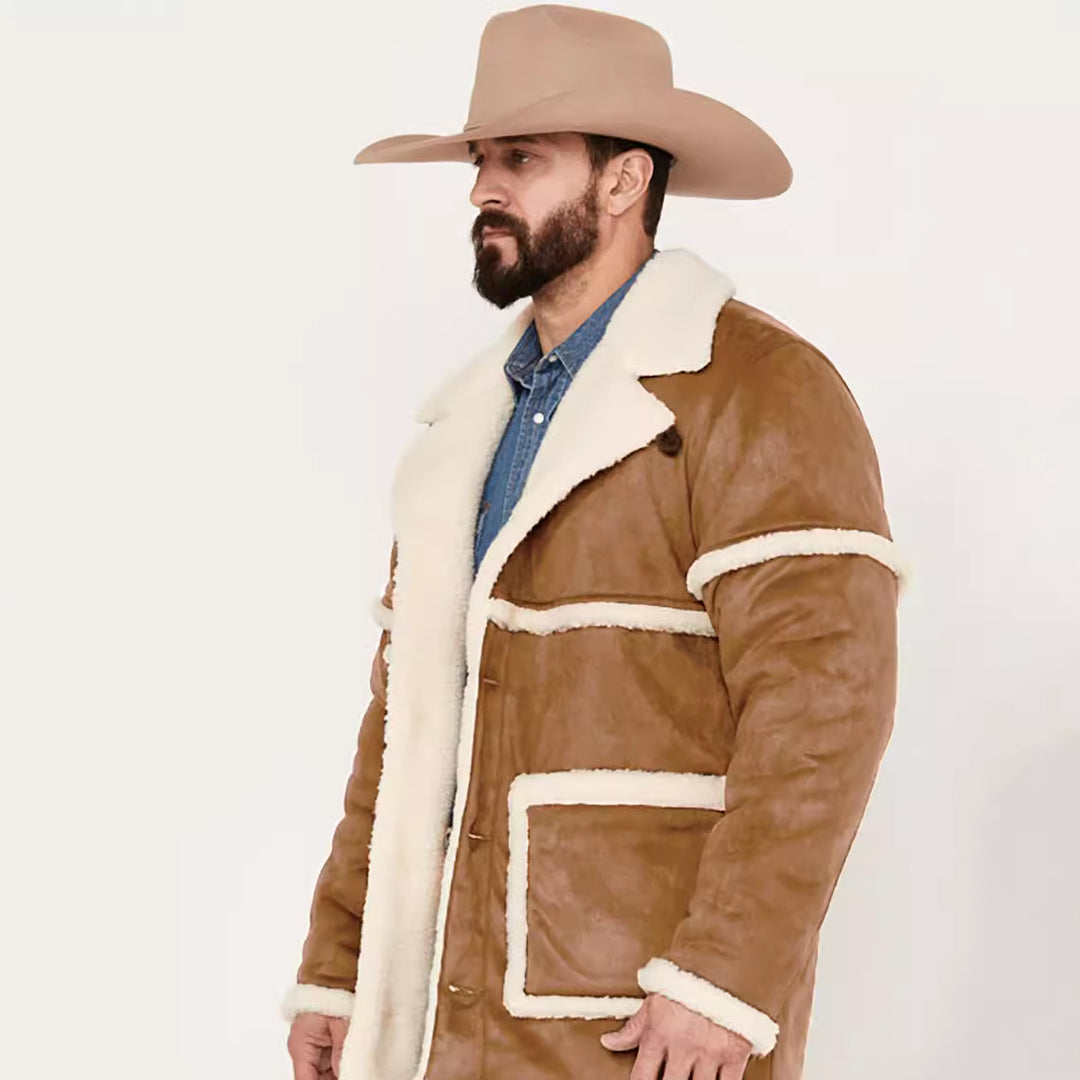 Men's sheepskin jacket with large collar and practical pockets Lisslune