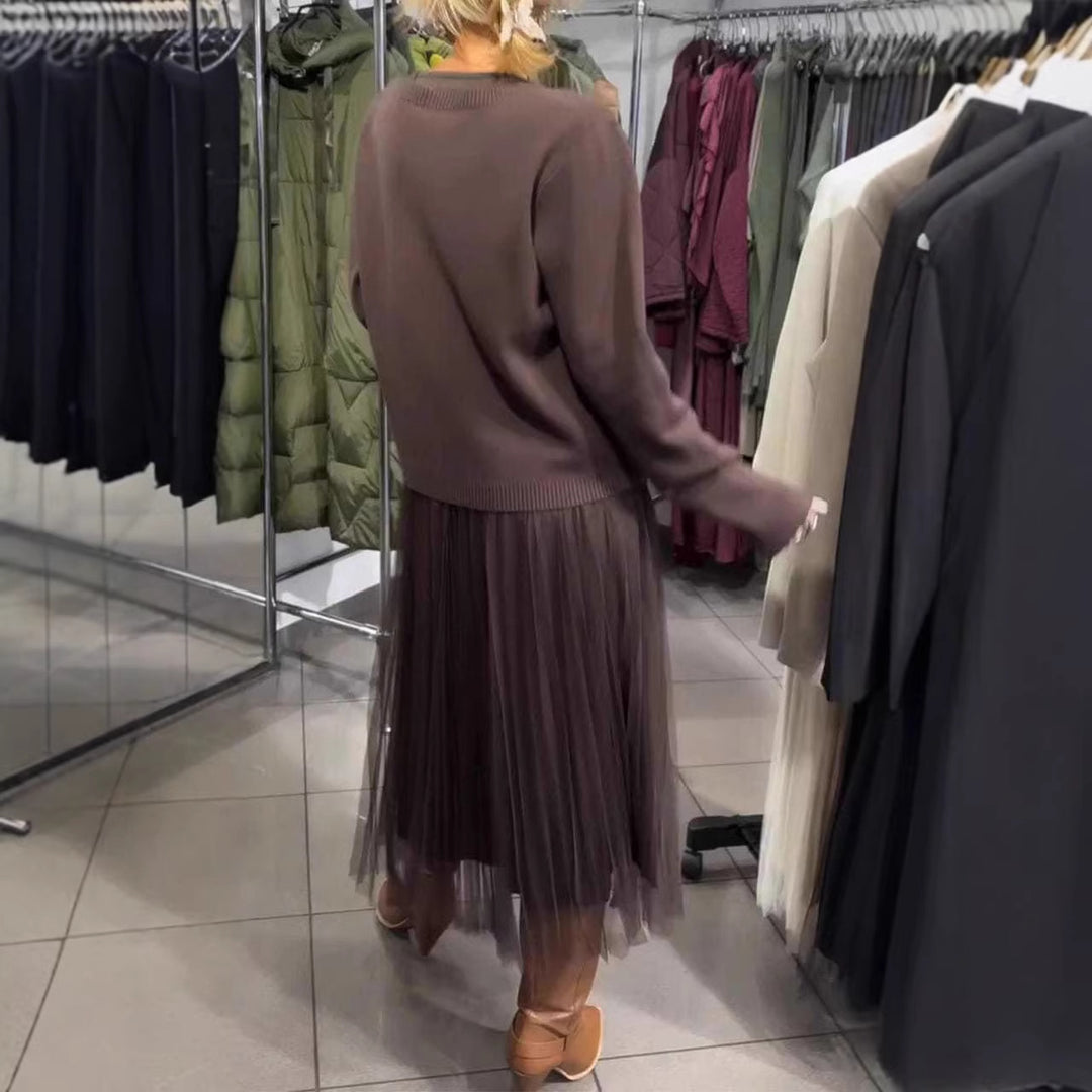 Women's trendy, asymmetrical sweater with draping Lisslune