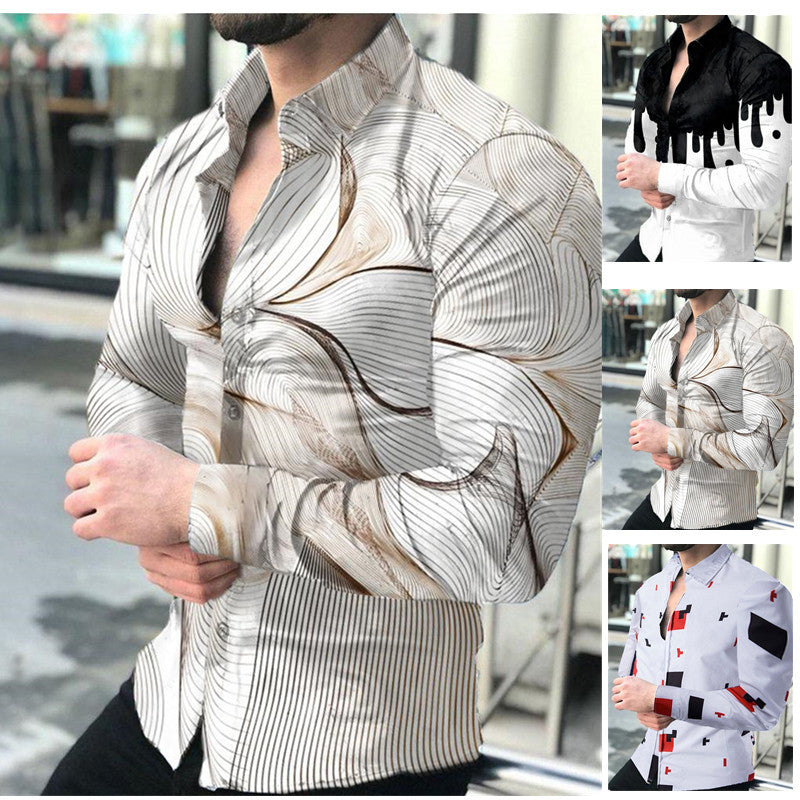 Men's shirt with modern geometric pattern Lisslune