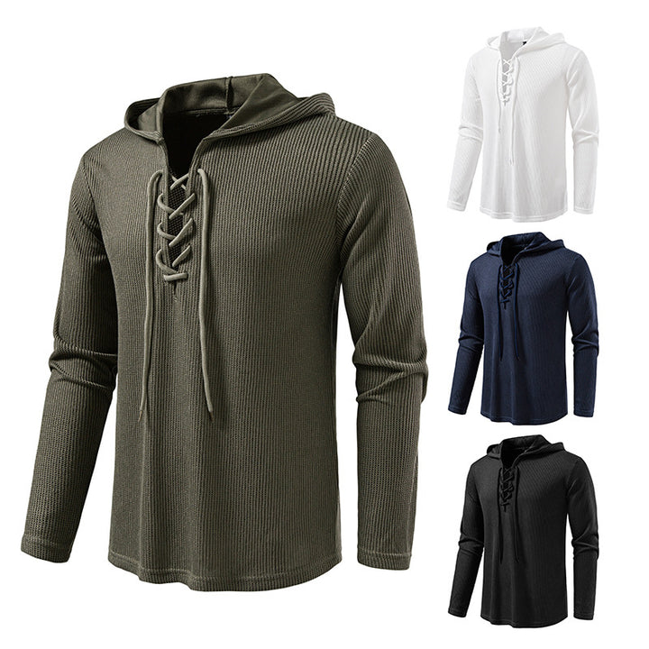 Men's hoodie with innovative lacing and textured design Lisslune