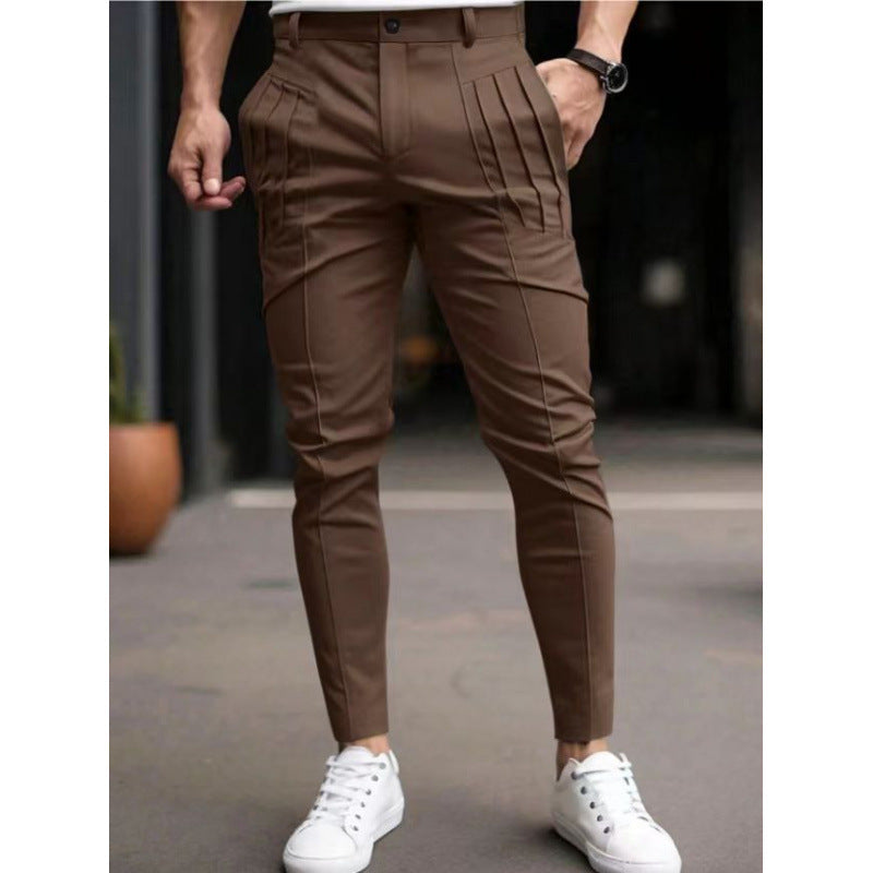 Men's elegant slim-fit trousers with high-quality pleats and practical pockets Lisslune