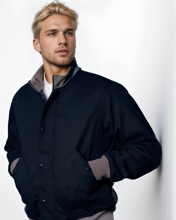 Men's casual transitional jacket with high collar and practical pockets Lisslune